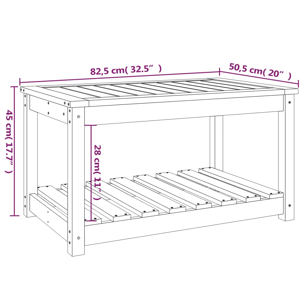 Gartentisch Schwarz 82,5x50,5x45 cm Massivholz Kiefer - Pazzar.ch