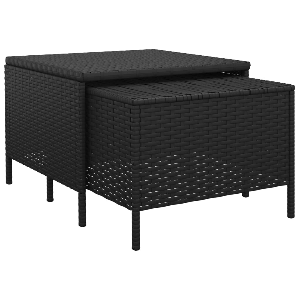 4-tlg. Garten-Lounge-Set mit Kissen Schwarz Poly Rattan - Pazzar.ch