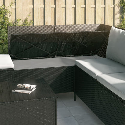 4-tlg. Garten-Lounge-Set mit Kissen Schwarz Poly Rattan - Pazzar.ch
