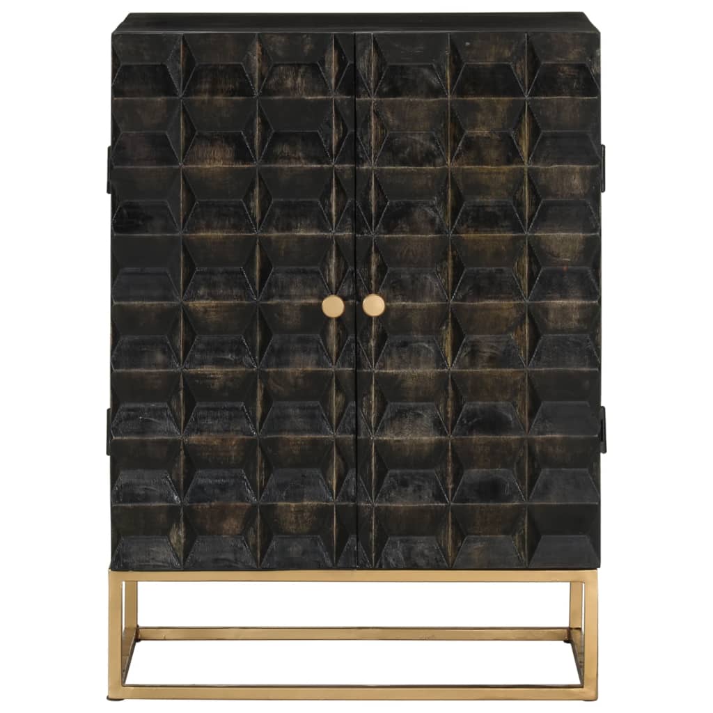Sideboard Schwarz 55x34x75 cm Massivholz Mango und Eisen - Pazzar.ch