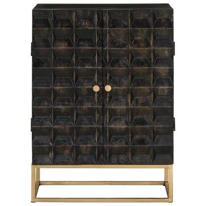 Sideboard Schwarz 55x34x75 cm Massivholz Mango und Eisen - Pazzar.ch