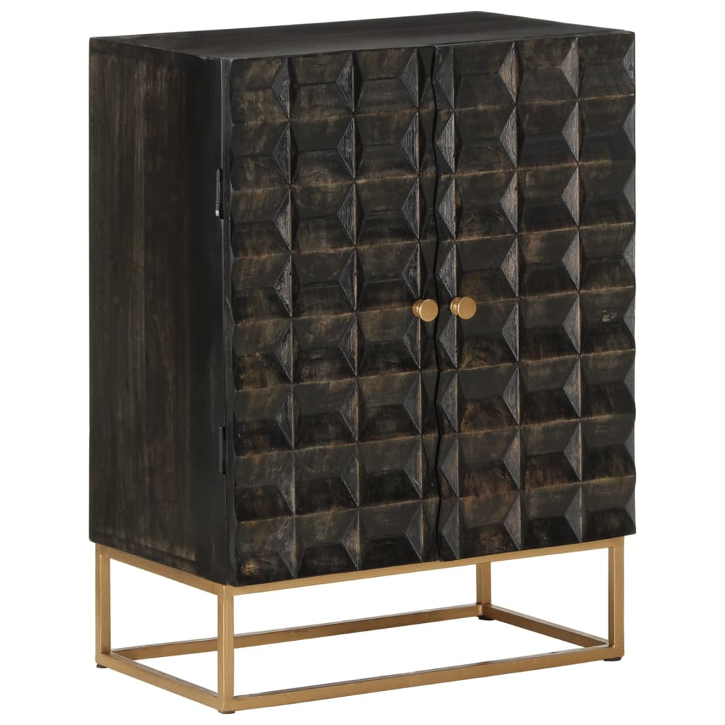 Sideboard Schwarz 55x34x75 cm Massivholz Mango und Eisen - Pazzar.ch