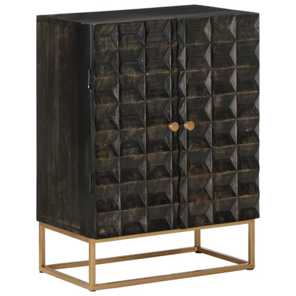 Sideboard Schwarz 55x34x75 cm Massivholz Mango und Eisen - Pazzar.ch