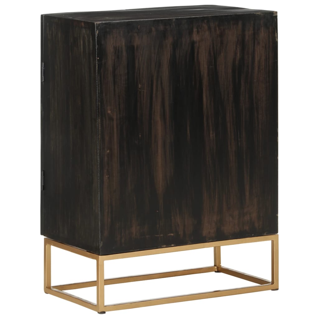 Sideboard Schwarz 55x34x75 cm Massivholz Mango und Eisen - Pazzar.ch