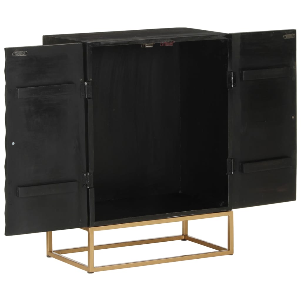 Sideboard Schwarz 55x34x75 cm Massivholz Mango und Eisen - Pazzar.ch