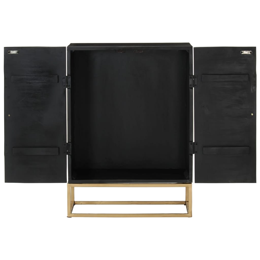 Sideboard Schwarz 55x34x75 cm Massivholz Mango und Eisen - Pazzar.ch
