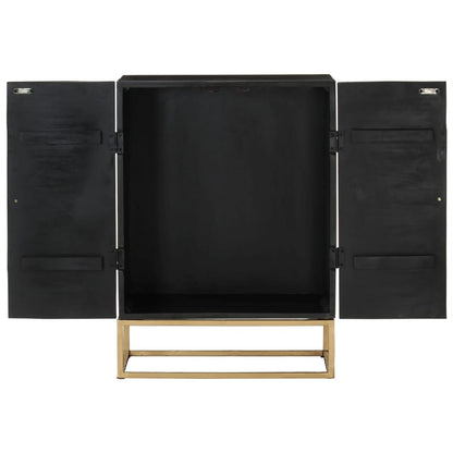 Sideboard Schwarz 55x34x75 cm Massivholz Mango und Eisen - Pazzar.ch