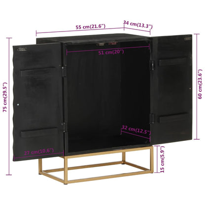 Sideboard Schwarz 55x34x75 cm Massivholz Mango und Eisen - Pazzar.ch