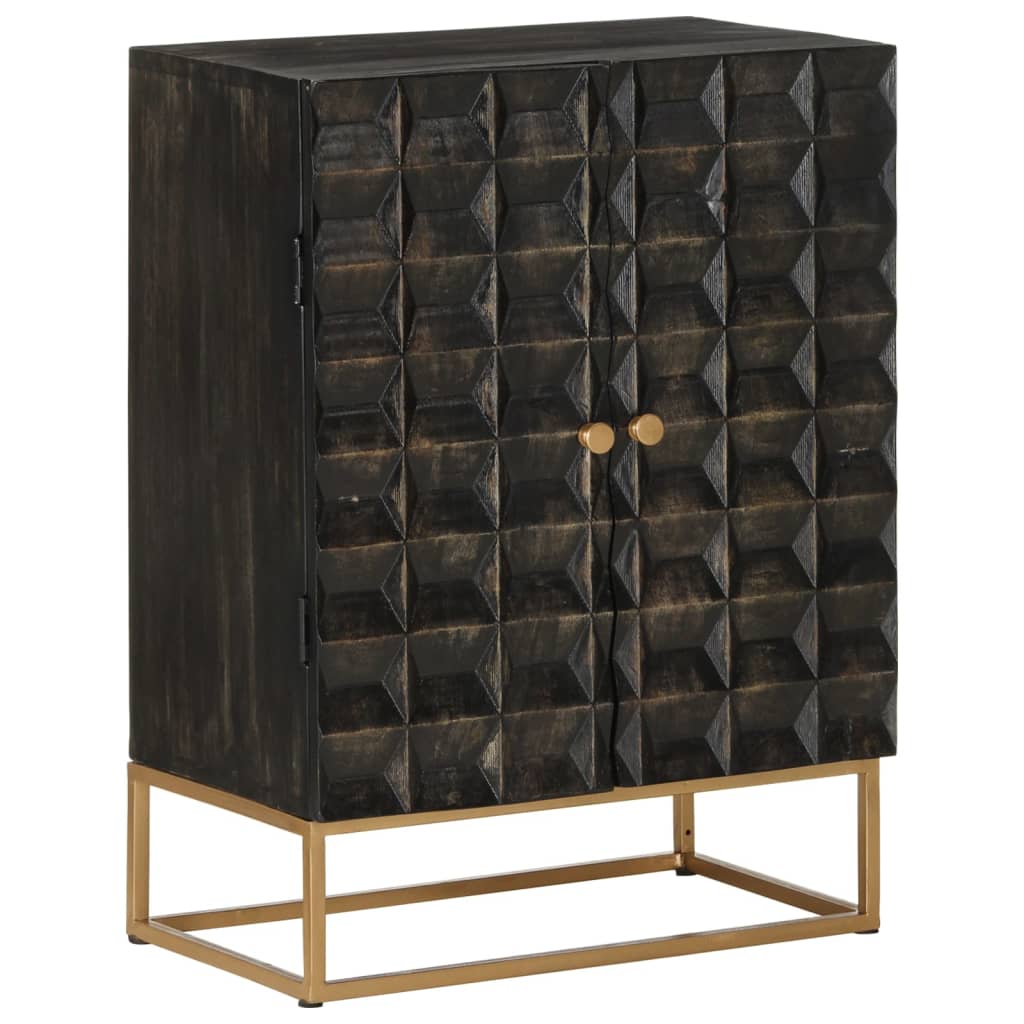 Sideboard Schwarz 55x34x75 cm Massivholz Mango und Eisen - Pazzar.ch