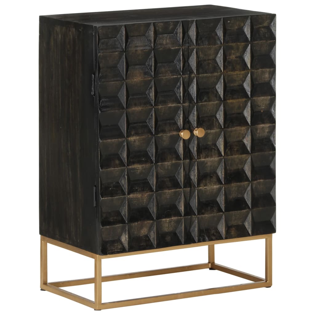 Sideboard Schwarz 55x34x75 cm Massivholz Mango und Eisen - Pazzar.ch