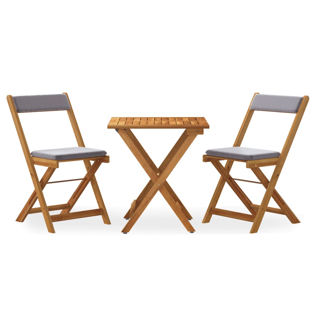 3-tlg. Bistro-Set Klappbar mit Kissen Massivholz Akazie - Pazzar.ch