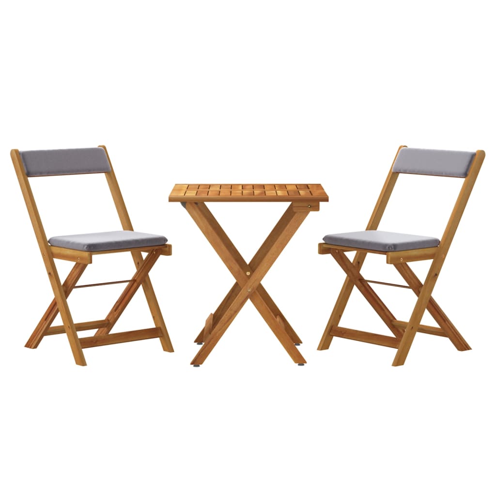 3-tlg. Bistro-Set Klappbar mit Kissen Massivholz Akazie - Pazzar.ch