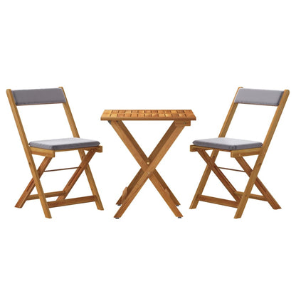 3-tlg. Bistro-Set Klappbar mit Kissen Massivholz Akazie - Pazzar.ch