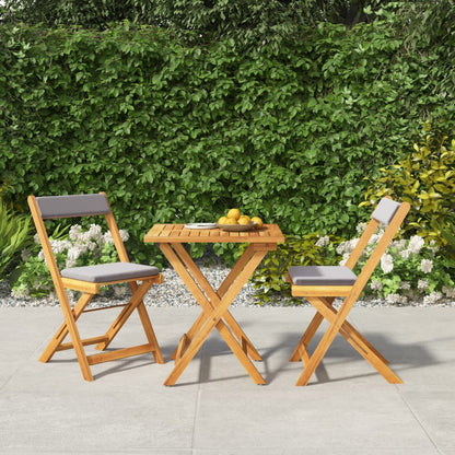 3-tlg. Bistro-Set Klappbar mit Kissen Massivholz Akazie - Pazzar.ch