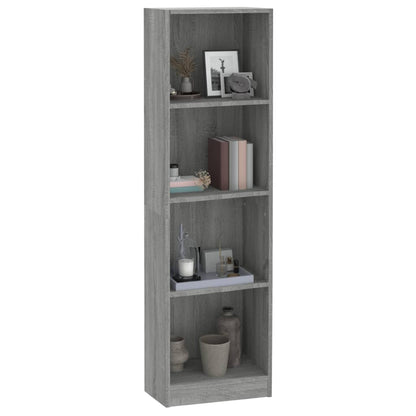 Bücherregal 4 Fächer Grau Sonoma 40x24x143 cm Holzwerkstoff - Pazzar.ch