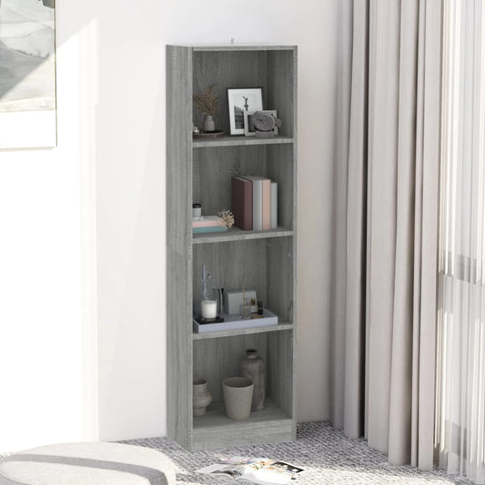 Bücherregal 4 Fächer Grau Sonoma 40x24x143 cm Holzwerkstoff - Pazzar.ch