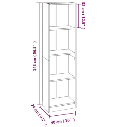 Bücherregal 4 Fächer Braun Eichen-Optik 40x24x143 cm - Pazzar.ch