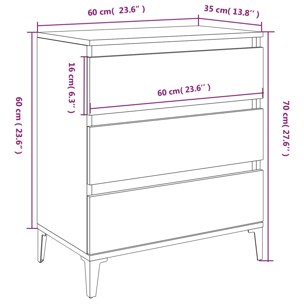 Sideboard Räuchereiche 60x35x70 cm Holzwerkstoff - Pazzar.ch