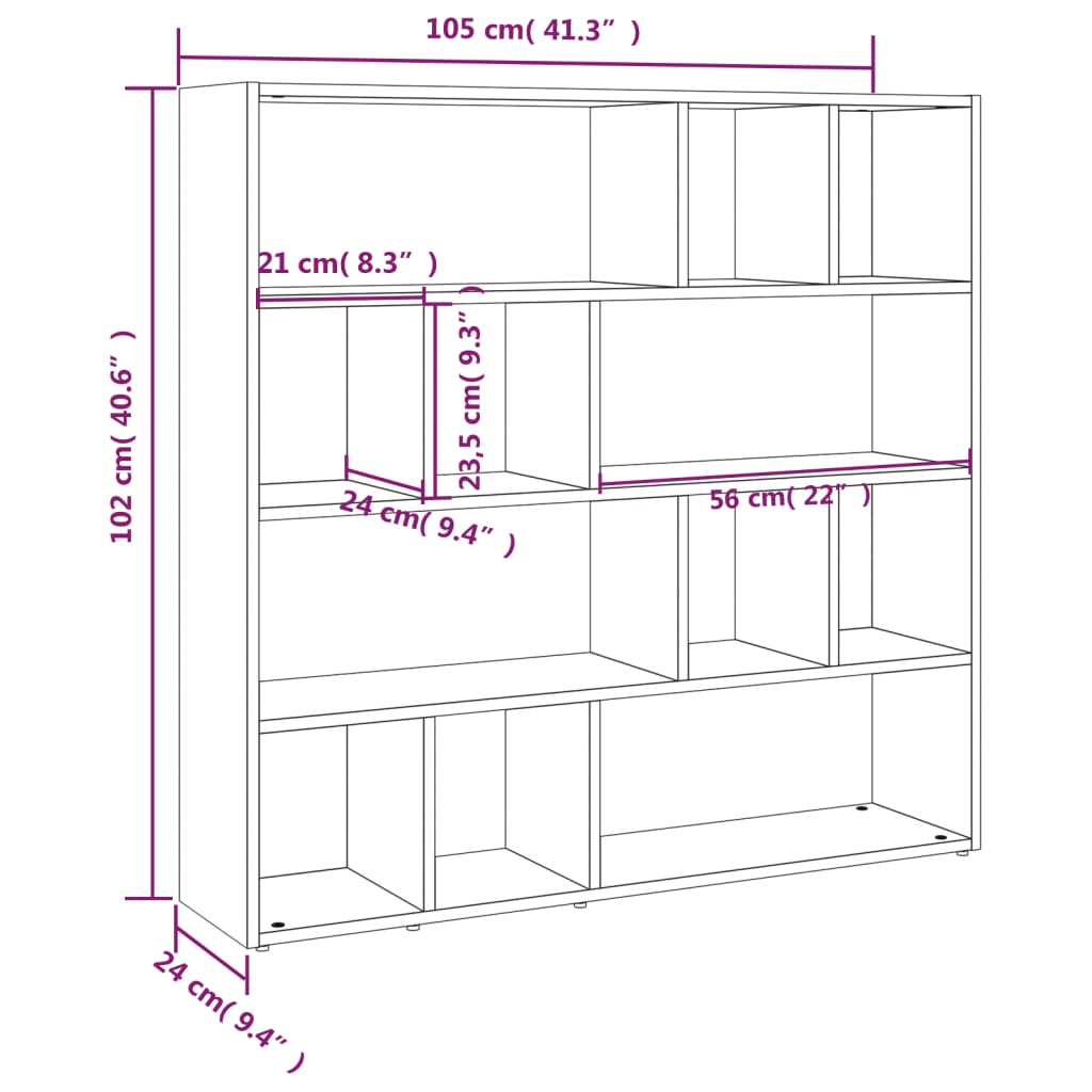 Bücherregal/Raumteiler Betongrau 105x24x102 cm - Pazzar.ch
