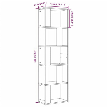 Bücherregal Braun Eichen-Optik 45x24x160 cm Holzwerkstoff - Pazzar.ch