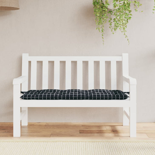 Gartenbank-Auflage Schwarz Karomuster 120x50x7 cm Stoff - Pazzar.ch