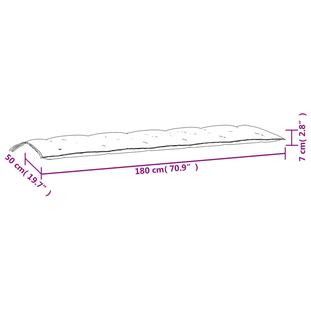 Gartenbank-Auflage Blattmuster 180x50x7 cm Oxford-Gewebe - Pazzar.ch