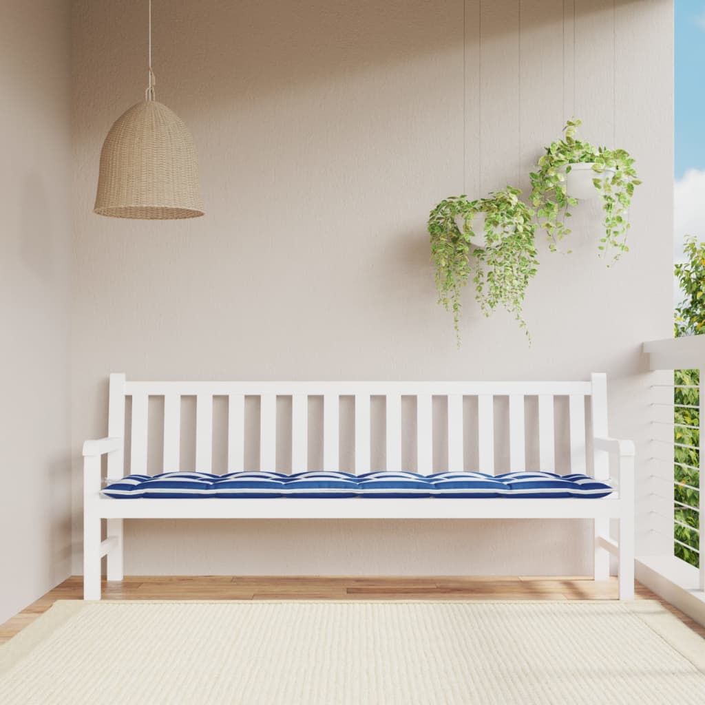 Gartenbank-Auflage Blau&Weiß Gestreift 200x50x7 cm Stoff - Pazzar.ch