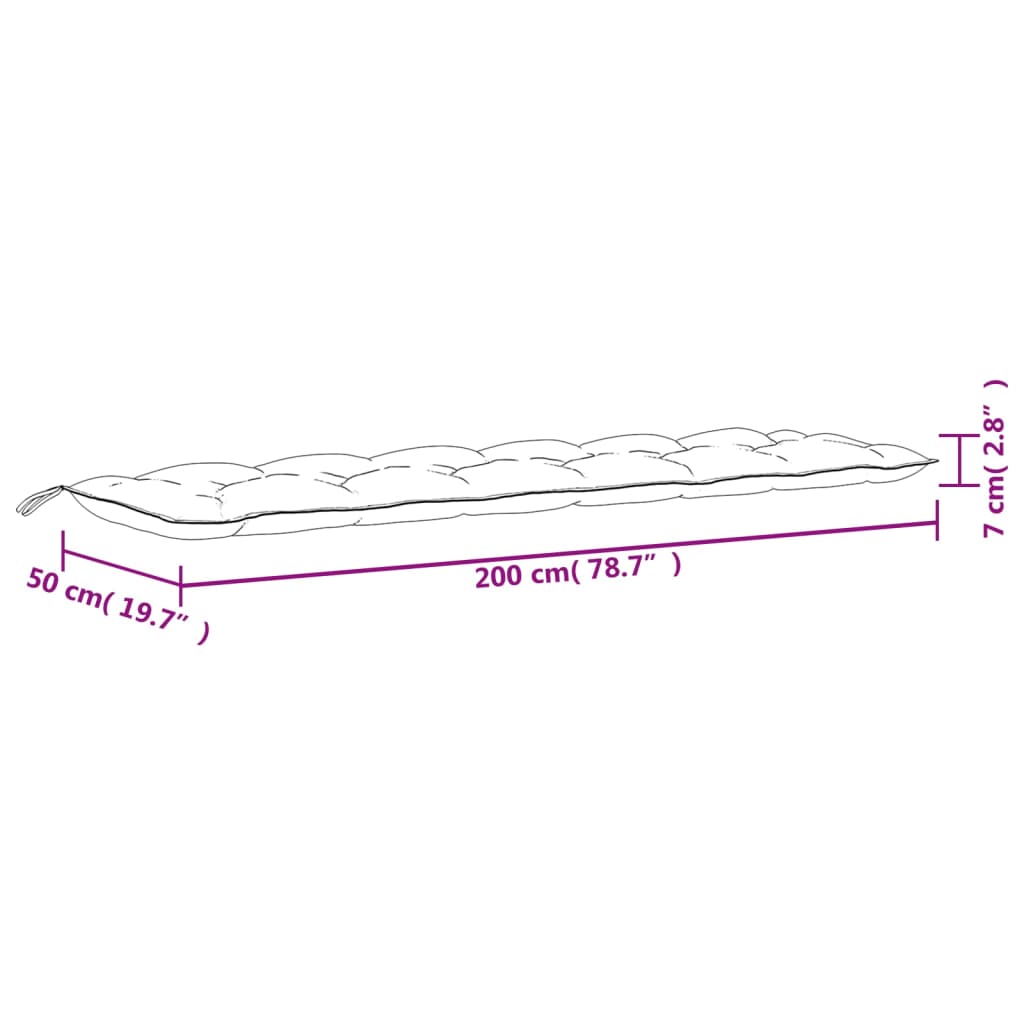 Gartenbank-Auflage Blattmuster 200x50x7 cm Stoff - Pazzar.ch
