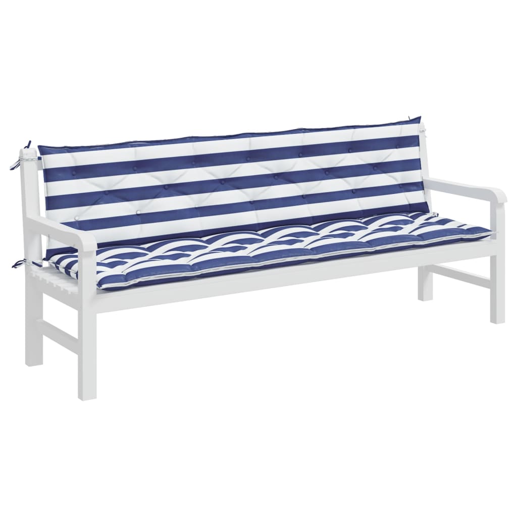 Gartenbank-Auflagen 2 Stk. Blau&Weiß Gestreift 200x50x7cm Stoff - Pazzar.ch