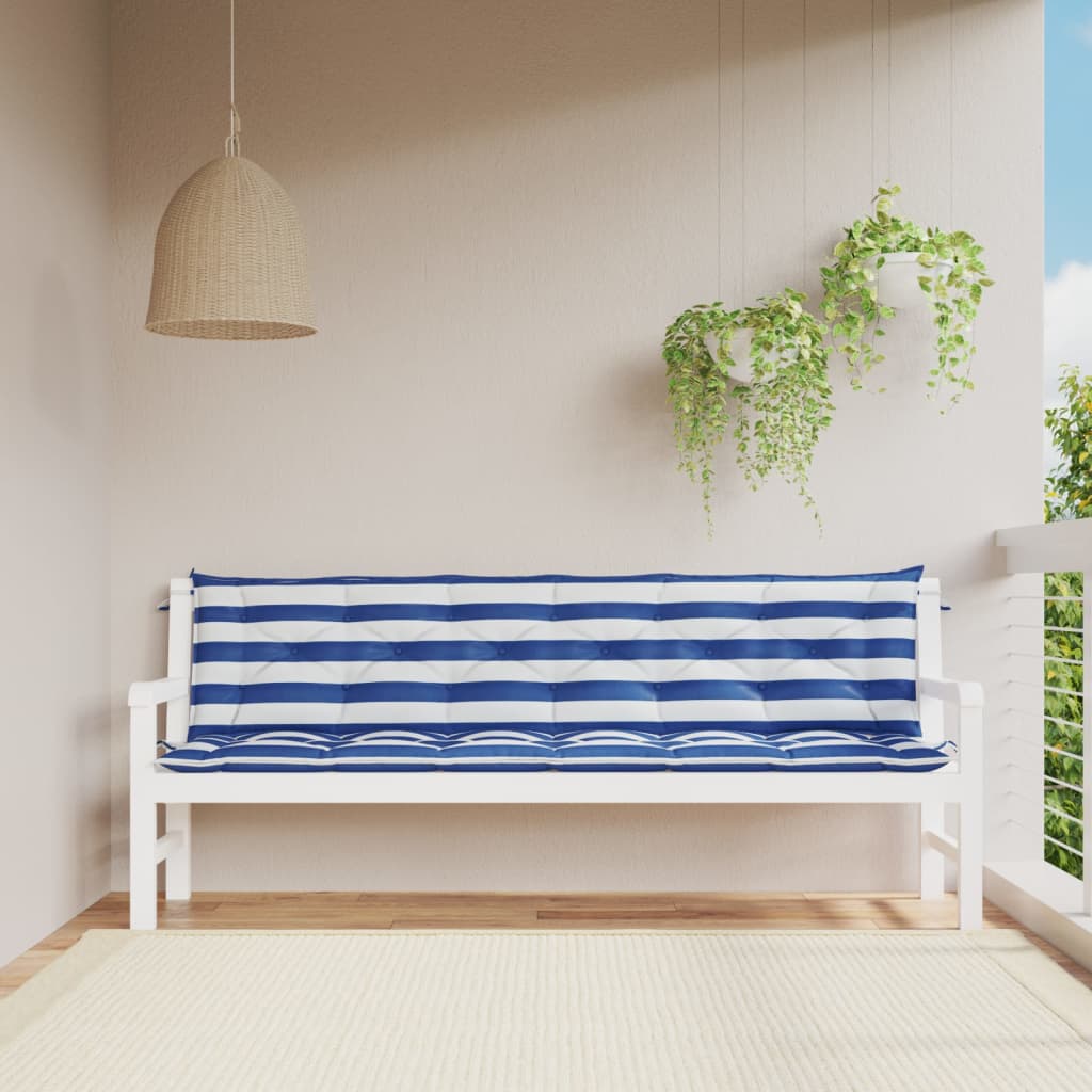 Gartenbank-Auflagen 2 Stk. Blau&Weiß Gestreift 200x50x7cm Stoff - Pazzar.ch