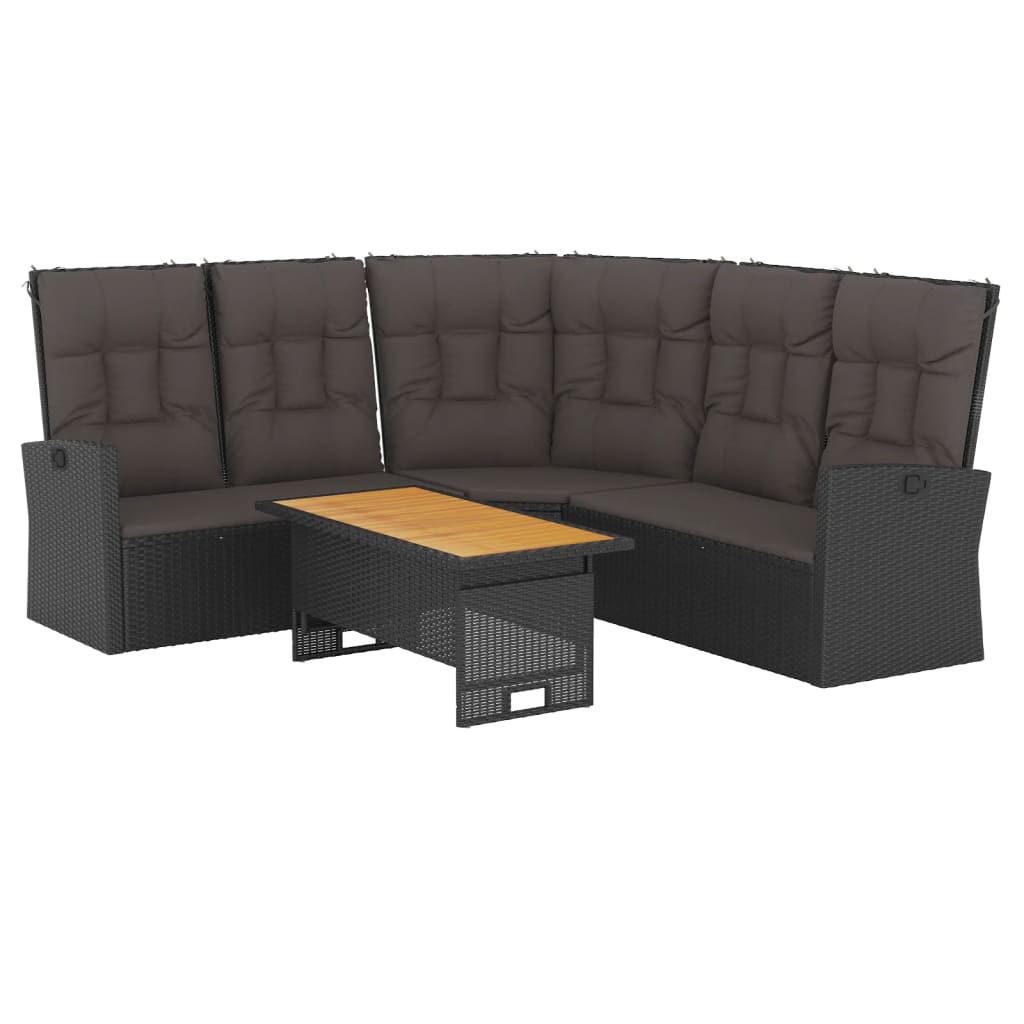 2-tlg. Garten-Lounge-Set mit Kissen Schwarz Poly Rattan - Pazzar.ch
