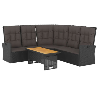 2-tlg. Garten-Lounge-Set mit Kissen Schwarz Poly Rattan - Pazzar.ch
