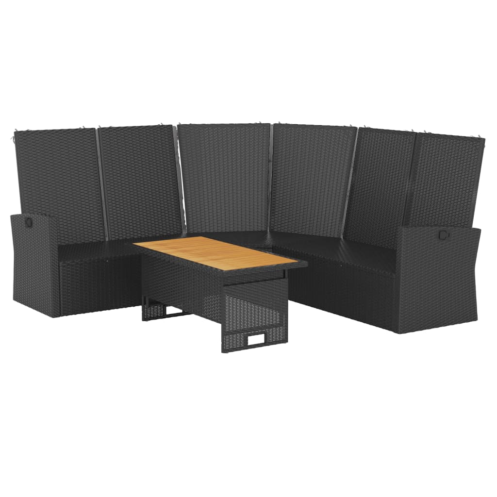 2-tlg. Garten-Lounge-Set mit Kissen Schwarz Poly Rattan - Pazzar.ch