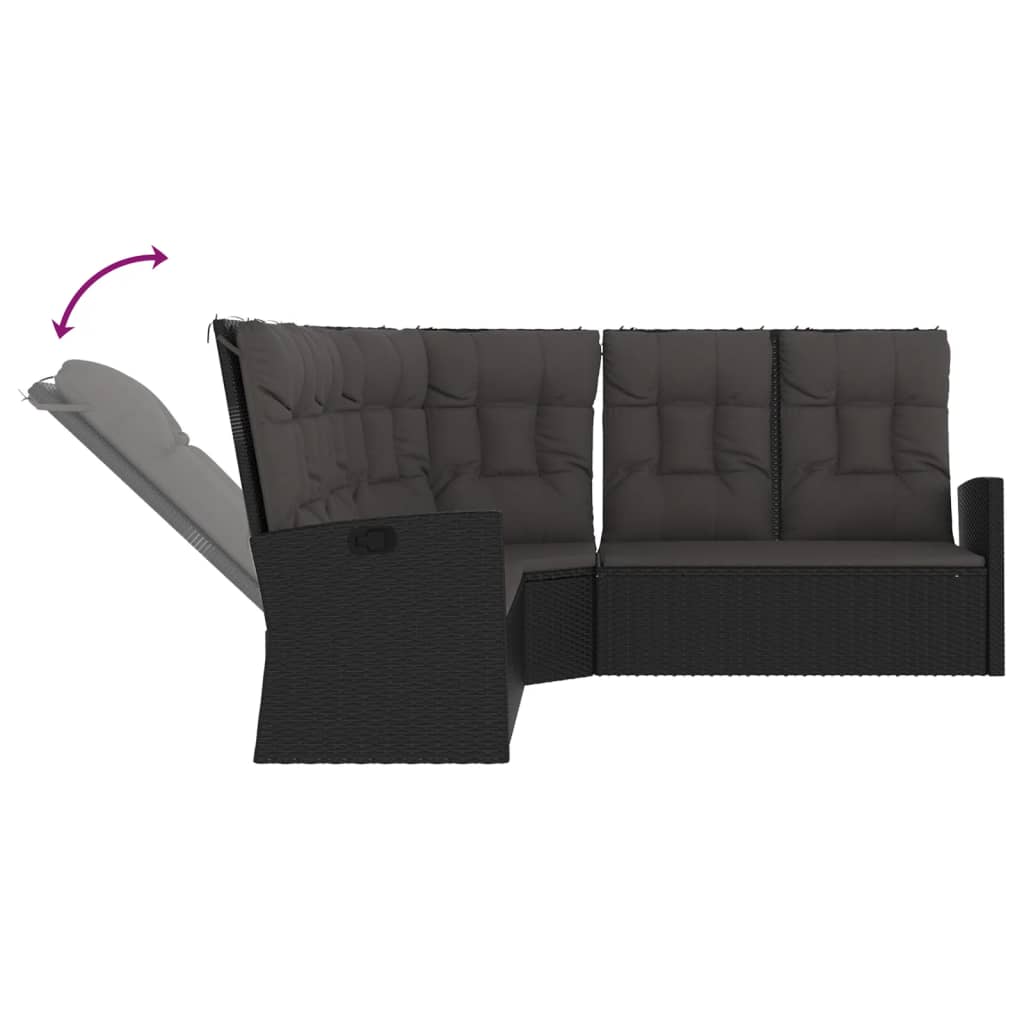 2-tlg. Garten-Lounge-Set mit Kissen Schwarz Poly Rattan - Pazzar.ch