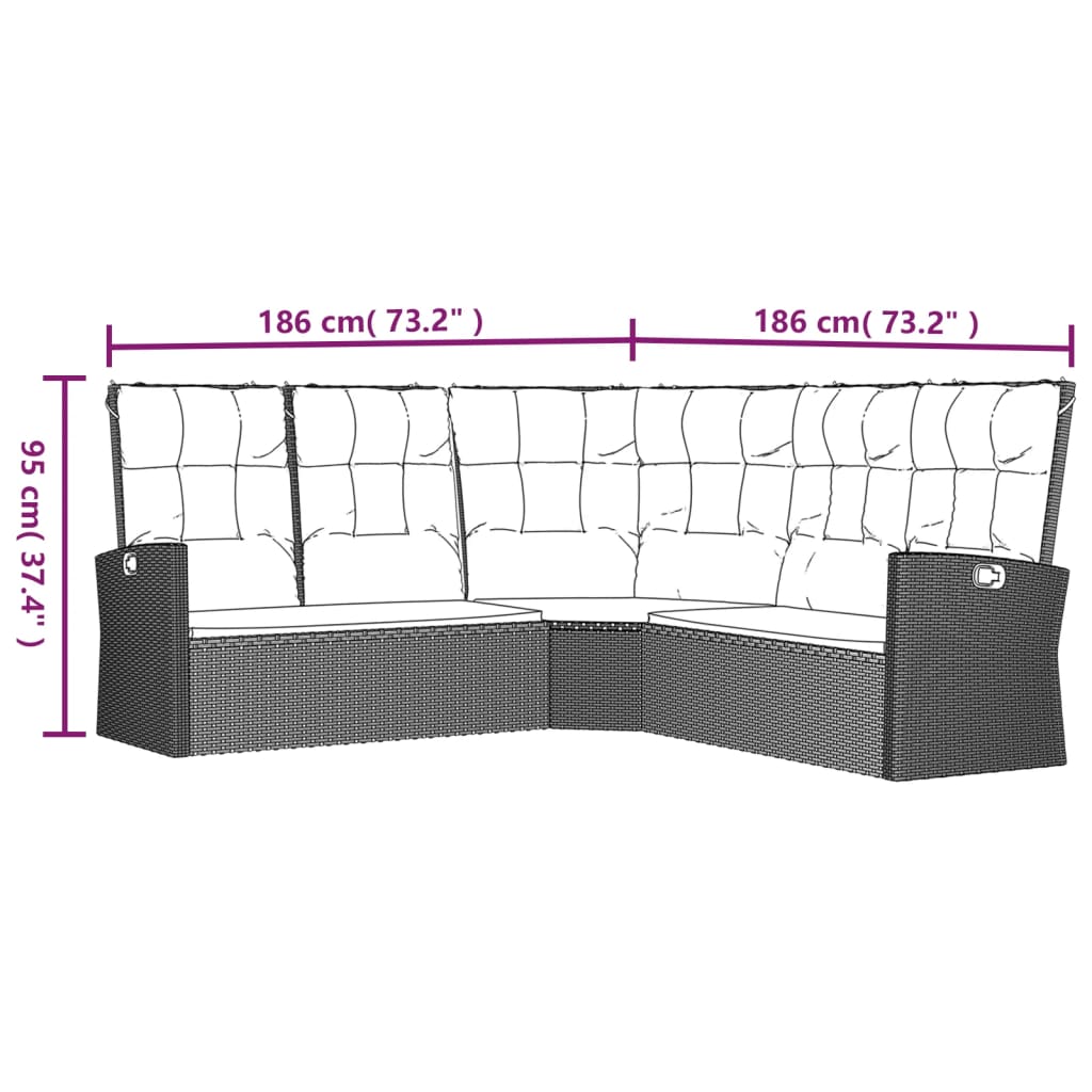 2-tlg. Garten-Lounge-Set mit Kissen Schwarz Poly Rattan - Pazzar.ch