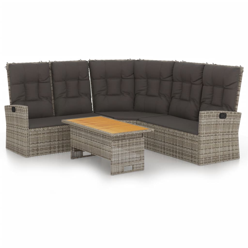 2-tlg. Garten-Lounge-Set mit Kissen Grau Poly Rattan - Pazzar.ch
