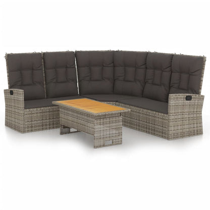 2-tlg. Garten-Lounge-Set mit Kissen Grau Poly Rattan - Pazzar.ch