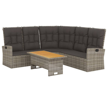 2-tlg. Garten-Lounge-Set mit Kissen Grau Poly Rattan - Pazzar.ch