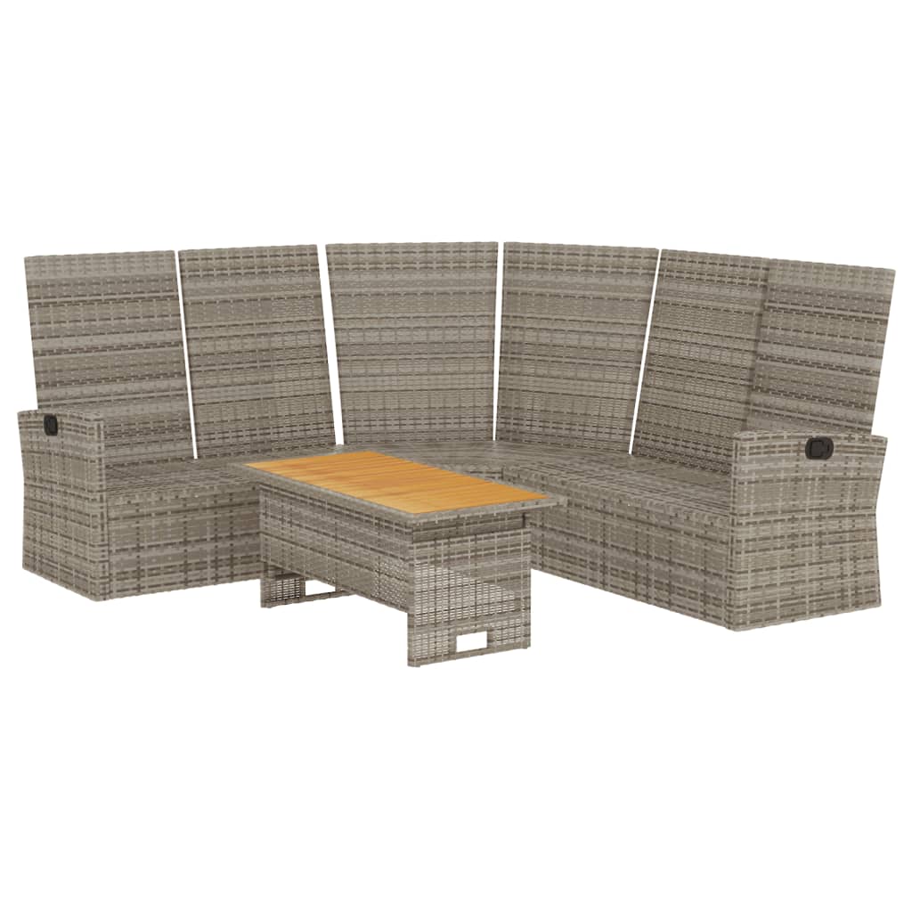 2-tlg. Garten-Lounge-Set mit Kissen Grau Poly Rattan - Pazzar.ch