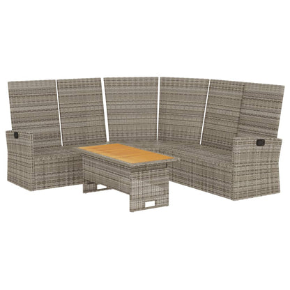 2-tlg. Garten-Lounge-Set mit Kissen Grau Poly Rattan - Pazzar.ch