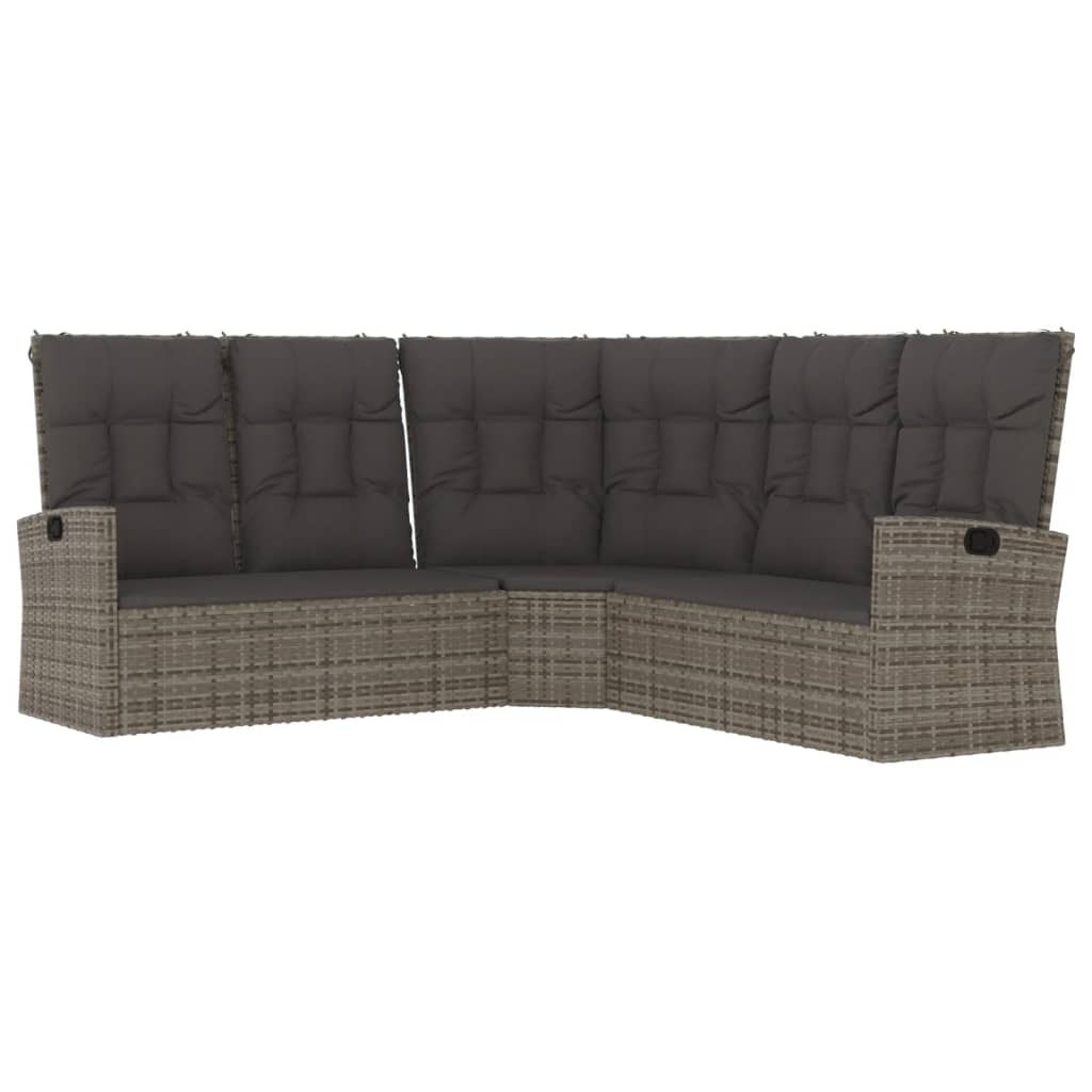 2-tlg. Garten-Lounge-Set mit Kissen Grau Poly Rattan - Pazzar.ch