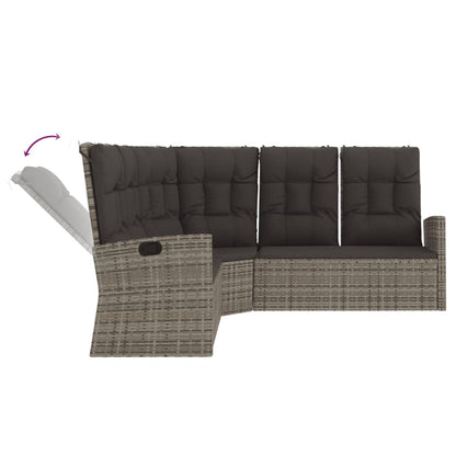 2-tlg. Garten-Lounge-Set mit Kissen Grau Poly Rattan - Pazzar.ch