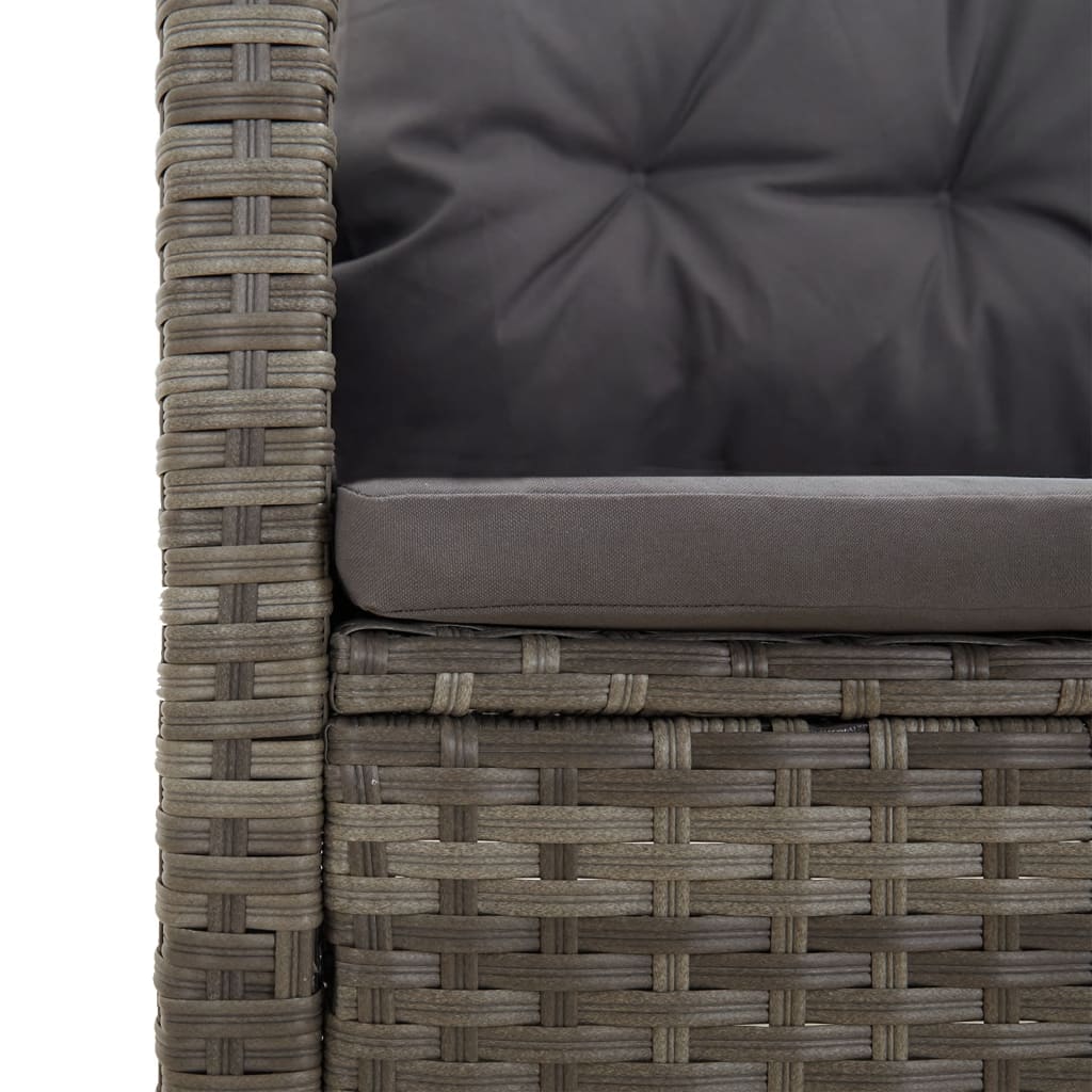 2-tlg. Garten-Lounge-Set mit Kissen Grau Poly Rattan - Pazzar.ch
