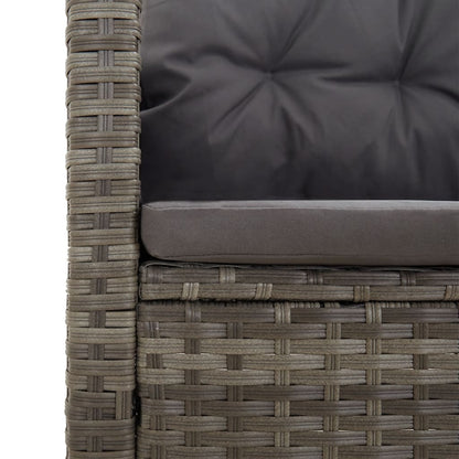 2-tlg. Garten-Lounge-Set mit Kissen Grau Poly Rattan - Pazzar.ch