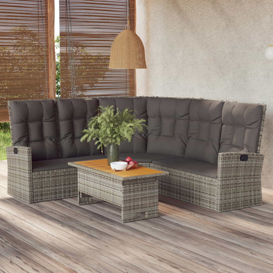 2-tlg. Garten-Lounge-Set mit Kissen Grau Poly Rattan - Pazzar.ch