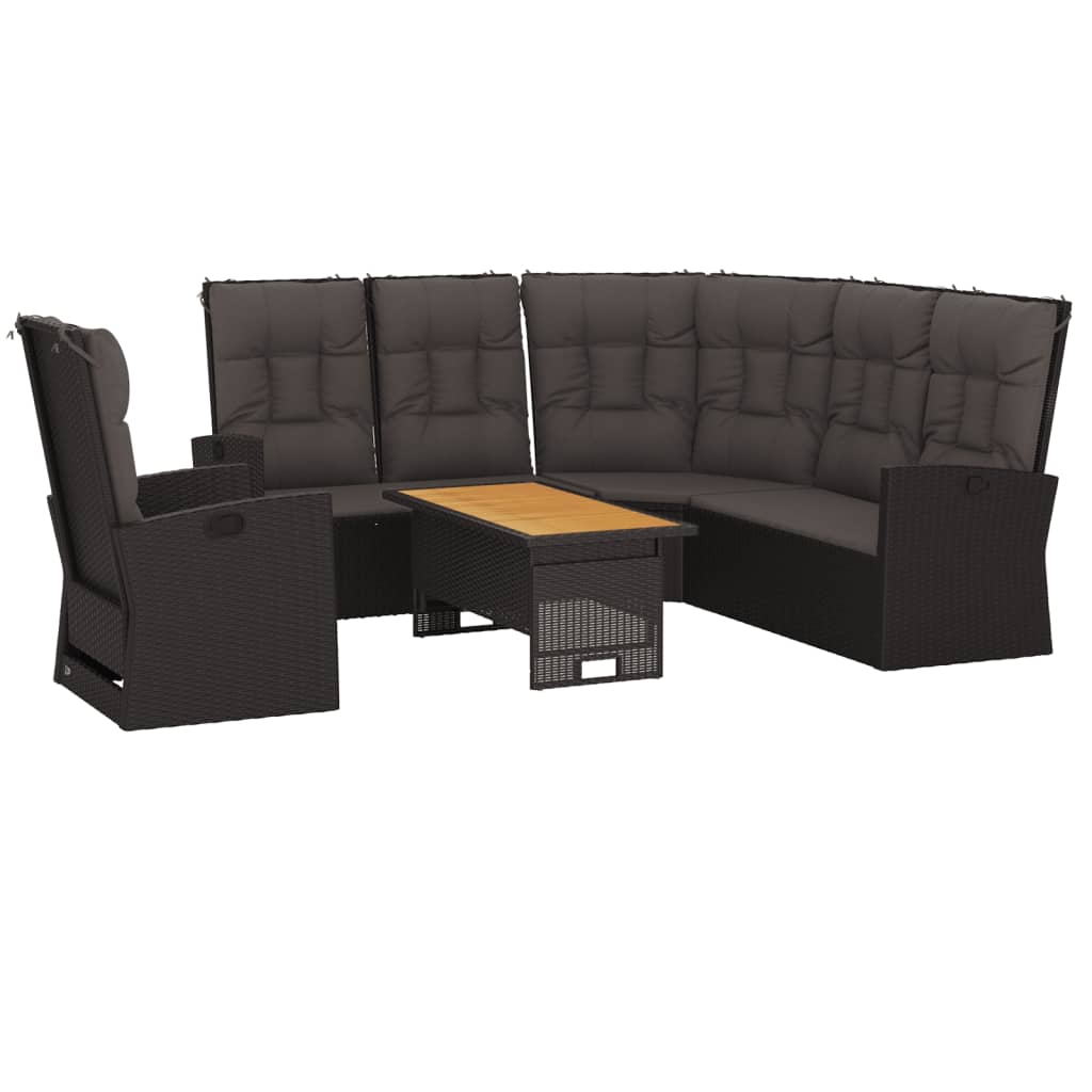 3-tlg. Garten-Lounge-Set mit Kissen Schwarz Poly Rattan - Pazzar.ch