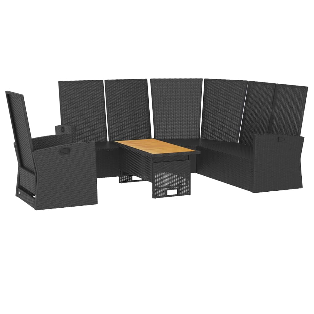 3-tlg. Garten-Lounge-Set mit Kissen Schwarz Poly Rattan - Pazzar.ch