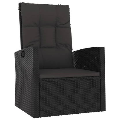 3-tlg. Garten-Lounge-Set mit Kissen Schwarz Poly Rattan - Pazzar.ch