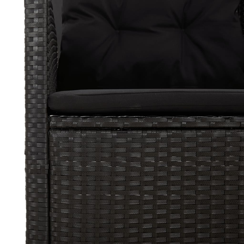 3-tlg. Garten-Lounge-Set mit Kissen Schwarz Poly Rattan - Pazzar.ch
