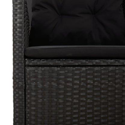3-tlg. Garten-Lounge-Set mit Kissen Schwarz Poly Rattan - Pazzar.ch